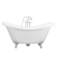 Baths of Distinction All Inclusive Package HLDS59FPK 59" Heavy Duty CoreAcryl Acrylic Double Slipper Clawfoot Bath Tub