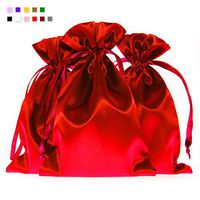 Knitial 6" x 9" Red Satin Gift Bags, Jewelry Bags, Wedding Favor Drawstring Bags Baby Shower Christmas Gift Bags 50 per Pack