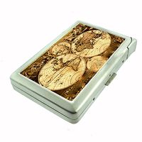Perfection In Style Metal Cigarette Case with Built in Lighter Vintage World Maps Design 003