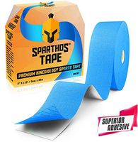 Sparthos Kinesiology Tape - Bulk Large Jumbo - Kinesio Taping Guide! - Support for Pro Athletic Kt Sports - Lift Knee Muscle Body Wrist Brace Carpal Tunnel - Uncut 115 ft Roll (Blue)