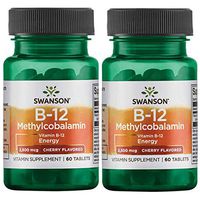 Swanson Vitamin B-12 Methylcobalamin - Cherry Flavored 2,500 mcg 60 Tabs 2 Pack