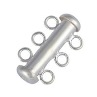2pcs Sterling Silver 3 Strands Connector Slide Lock Clasp Tube Set 20mm for Jewelry Craft Making Findings SS116