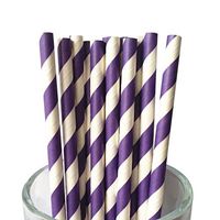 Free DHL 500 pcs Purple Striped Paper Straws Bulk, Stripe Purple and White Paper Drinking Straws for Party, Wedding, Birthday, Mason Jar Straws