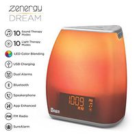 iHome Zenergy Bedside Sleep Therapy Machine Sleep Better, Easier & Longer, Zen Light & Sound Therapy Machine, Anti-Anxiety Stress Relief, Soft Lighting, Bluetooth Audio, White Noise Machine