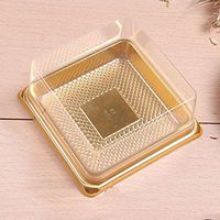 100 pcs of Square Shaped W/Gold Base & Clear Lid Cake Food Container