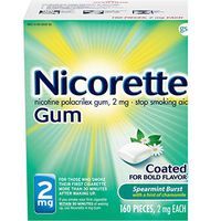 Nicorette Nicotine Gum Spearmint Flavor Coated 2 mg Stop Smoking Aid, 160 Count (Pack of 1)