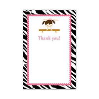 30 Blank Thank You Cards Notes Gym Zebra Pink Black Girl Birthday Baby Shower + 30 White Envelopes