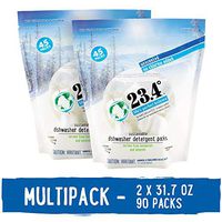 23.4° Dishwasher Detergent Pack, Powdered, Unscented, 2 Units, 90Count