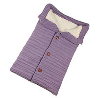 Ugthe Infant Products Winter Newborn Infant Baby Button Knitted Warm Swaddle Sleeping Bag Blanket - Purple