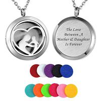 Aromatherapy Essential Oil Diffuser Necklace Stainless Steel Locket Pendant 30mm - The Love Between,A Mother & Daughter Is Forever