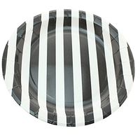 Youmewell Disposable Black Striped Paper Plates 9-Inch 36 Count