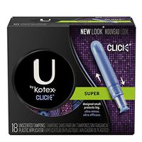Kimberly-Clark 15950 Feminine Care U by Kotex Tampon, Premium, Click, Super Absorbency (Pack of 144)