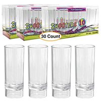 Premium Clear Shooter Shot Glasses 2 oz. tall & Durable Heavy Plastic for parties Disposable or reusable (30 Count)