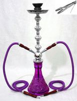 2 hose 26" Purple Hookah shisha nargila bars narguile nargile glass water Vase