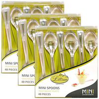 144ct Lillian Tablesettings Clear Plastic Disposable Serving Dessert Mini Spoons Tasting Parties