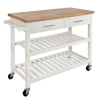 Homegear Open Storage V3 Kitchen Cart with Shelves - Island on Wheels White