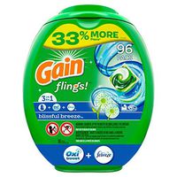 Gain flings! Liquid Laundry Detergent Pacs, Blissful Breeze, 96 Count