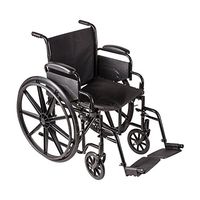 DMI Transport Chair Travel Wheelchair with Solid Steel Construction, Padded Removable Armrests, Easy to Fold and Store, Push-to-Lock Brakes, Silver and Black