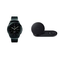 Samsung Galaxy Watch (42mm) Midnight Black (Bluetooth) & Samsung Wireless Charger Duo, Fast Charge Stand & Pad, Universally Compatible with Qi Enabled Phones and Select Samsung Watches, Black