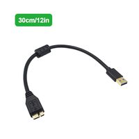 Short Micro USB 3.0 Cable, Poyiccot USB Type A Male to Micro B External Hard Drive Cable for Toshiba, WD, Seagate Hard Drive, Samsung Galaxy S5, Note 3, Note Pro 12.2(USB 3.0 to Micro B)