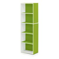 Furinno 5-Tier Reversible Color Open Shelf Bookcase , White/Green 11055WH/GR