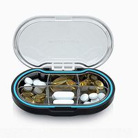 Moisture Proof Portable Daily Pill Box Am Pm, Travel Medicine Organizer Box for Purse or Pocket, Large Medication Pill Case 2 Times a Day for Vitamins, Cod Liver Oil and Supplements (Elegant Black)