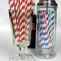 Aardvark Candy Cane Red Striped Paper Drinking Straws (Qty of 100 - Made in USA)