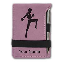 Mini Notepad, Muay Thai Fighter, Personalized Engraving Included (Pink)