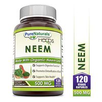 Pure Naturals Neem (Made with Organic Neem Leaf) 500 mg, Veggie Capsules -Supports Digestive Functions* -Supports Skin Health* -Promotes Detoxification of Blood* (120 Count)