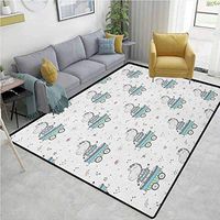 YucouHome Kids Southwest Area Rug for Living Room, Zebra on a Stroller on a Colorful Star Gemstone Heart and Shooting Star Background, Fashionable High Class Living Dinning Room(8'x 10') Multicolor