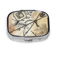 Pill Box- Pill Box with 2 Compartments, Square Pill Box, Can Be Used for Coin Purse, Travel Pill Box Tan Victorian Steampunk Clock Beige Brown Gears