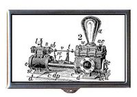 Steampunk Victorian Lightbulb Generator B&W Decorative Pill Box