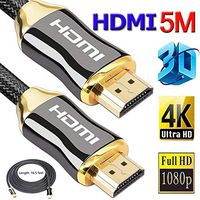 Upgrade Version High Speed Premium Ultra HD HDMI 2.0 Gold Plated Connectors HDR HDMI Cable 16ft ARC Ethernet Support 4K 1080P 3D HDCP 2.2 for HD TV Laptop Computer Cable PS4-24AWG