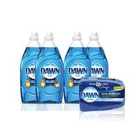 Dawn Ultra Dishwashing Liquid Dish Soap (4x19oz) + Non-Scratch Sponge (2ct), Original Scent (Packaging May Vary), Combo pack