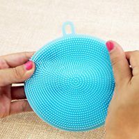 Cleaning Brush Pad,Leegor Antibacterial Silicone Cleaning Brush Pad Dish Fruit Scrubber Kitchen Clean Tool (blue)