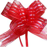 10 Pcs 50mm Organza Ribbon Pull Bows Wedding Party Car Decoration DIY Gift Wrap - Red Ameesi