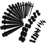 36pcs Acrylic Ear Taper Stretching Kit Expender Set Tunnel Plugs 14-00 Gauge Best Beauty For gift Jewerly Trendy Creative Accessories Women | Color - Black
