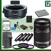 Canon EF-M Lens Adapter Kit for Canon EF / EF-S Lenses and Canon 55-250mm Lens + 8GB Green's Camera Package