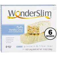 WonderSlim Low-Carb 15g Protein Diet Bar - Fluffy Vanilla Crisp - High Fiber Weight Loss Snack Bar - Gluten Free 6 Boxes Value Pack (Save 15%)