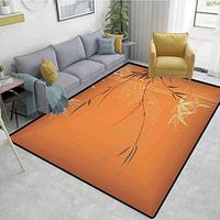 Bigdatastore Bamboo Non Slip Area Rug Girls Bedroom, Bamboo Branches and Flowers Illustration in Vivid Color Nature Theme, Fashionable High Class Living Bedroom Rugs(5'x 8')