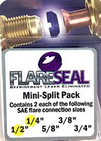 FlareSeal Model MSP-0408 Leak Free SAE Flare Connections - Refrigerant Leaks Refrigeration, HVAC, Ductless, Schrader Valve or Mini Split Applications (1/4", Mini Split Pack - (2) 1/4" and (2) 1/2")