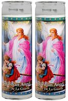Set of 2 Guardian Angel Prayer Candles 2 Veladoras Del Angel De La Guarda