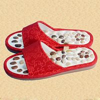 Natural Pebble Massage Shoes Health Care Massage Slippers Foot Massage Shoes , red , 40-41