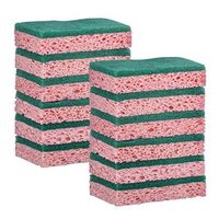 Elite Selection Rectangle Scrub Sponges – Non-Scratch Kitchen Sponges – Heavy Duty Cellulose Scrubbing Sponges for Kitchens, Bathrooms, Housework, and More - [Pink] - 12 Pack