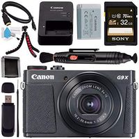 Canon PowerShot G9 X Mark II Digital Camera (Black) 1717C001 + Sony 32GB SDHC Card + Deluxe Cleaning Kit + Memory Card Wallet + Card Reader + Micro HDMI Cable + Lens Pen Cleaner + Tripod Bundle