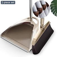 etateta Broom And Dustpan Set, 2 Piece Grips Sweep Set With Dust Pan, Long Handle Extendable Lobby Broom Combo Set For Cleaning Home Kitchen Garden Room Office Floor
