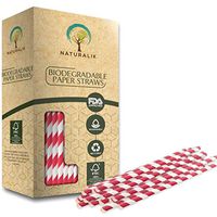 Naturalik 300-Pack Biodegradable Red Paper Straws- Premium Extra Durable Eco-Friendly Paper Straws Bulk- Drinking Straws for Valentine's Day Decorations and Restaurants, 7.7" (Red, 300ct)