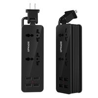 Upwade Portable Universal 100V-240V 2 Outlets Surge Protector Travel Power Strip with 4 Smart USB Charger Ports (Max 5V 4.2A) 1200W and 5ft Long Extension Cord Multi-Port Wall Charger (UL Listed)