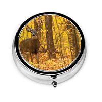 GRTING Yellow Trees Deers Pill Box Portable Pill Organizer Case Small Medicine Case Excellent Travel Case Holder for Purse Or Pocket