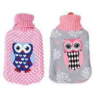 Shop LC Delivering Joy Set of 2 Pink and Gray Rubber Hot Water Bottle with Knitted Cover